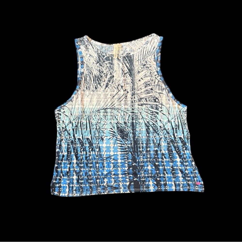 Shirt Top Blue and White Sleeveless Top